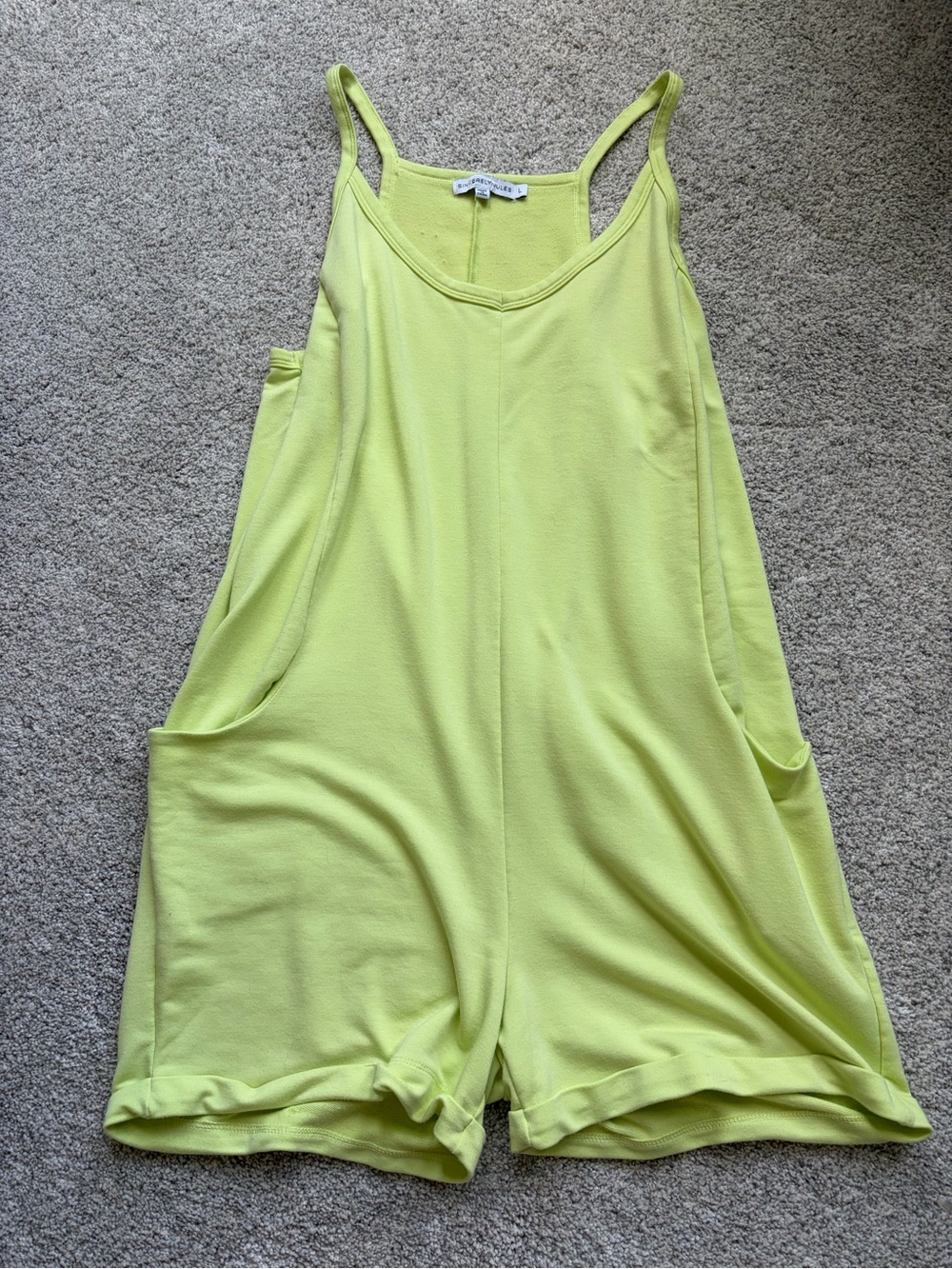 Sincerely Jules Neon Lime Tank Romper